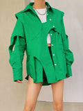 Fashion Women's 2 Piece Set Shirt New Lapel Loose Single Braested Long Sleeve Solid Asymmetrical Female Summer 2023
