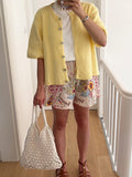 Women's Casual Pure Color Short-Sleeved Knitted