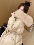 2022 Korea Fashion Cotton Padded Jacket Parka Big Fur Collar Winter Down Jacket Women Thick Warm Parkas Female