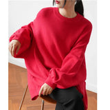 Big Size Gray Knitting Sweater Loose Fit Round Neck Long Sleeve Women Pullovers New Fashion Autumn Winter 2022