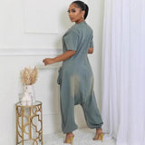 Women's Loose Jumpsuit Women's Fashion Personality Big Pocket Wash Denim