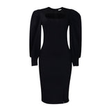 Large-Size Women's Clothing 2025 Autumn New Fashion Temperament Hollow Long Sleeve Open Fork Pure African