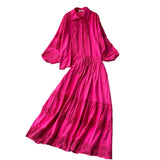 Suit Female Senior Sleeve Lace Splicing Lantern Long-Sleeved Shirt + High Waist Slim Swing