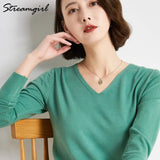 Women's Sweater 2021 White Jumper V Neck Ladies Winter Clothes Women Sweater Knitted Pullovers Sweaters For Women Fashion