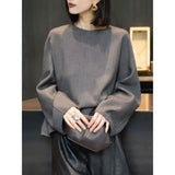Toloer Goat Round-Neck Blue Sweater Women's Autumn And Winter New Three-Dimensional Bow Short Soft Glutinous Knitted Shirt