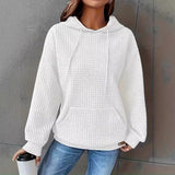 Wish Autumn And Winter Explosion Of Solid Color Hooded Drawstring Fashion Long-Sleeved Lady's Loose