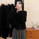 Heart Machine Women's Neckline Hollow Single Buckle Knitted Shirt 2025 New Loose Winter Small