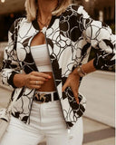 Print Zipper Long Sleeve