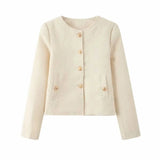 Women's Clothing Texture Autumn Round Collar Short Jacket Jacket In Autumn Winter