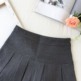 Korean Fashion Gray Pleated Skirt Women Vintage Cute High Waist Sexy Mini Skirts Kawaii Preppy Style Summer