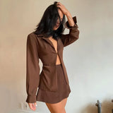 Buttoned Blouse High Waist Skirt Two Piece-Outfit