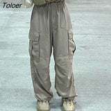 Gray Baggy Pants Fashion Streetwear Spring Women Denim Pants Loose High Waist Cargo Pants Korean