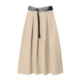 New With Belt Cape-Type Midi Skirt