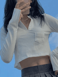 Long Sleeve Rib Knit Crop Top-Outfit