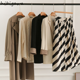 Faldas De Mujer Vintage Striped Skirts Women High Waist Slim Summer A-line Pleated Skirt Big Swing Korean Elegant