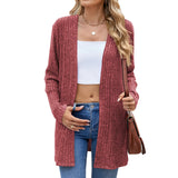 New Solid Color Pit Grinding Long Sleeve Casual Cardigan Coat-Outfit