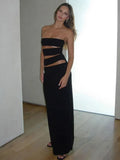Black Slit Tube Maxi Dress-Outfit