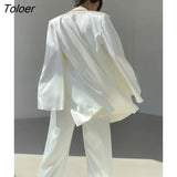 Y2k Sexy Two Piece Set Women Satin Coat Top With Pants Suit 2022 Fashion Chic Autumn Streetwear Female 2 Piece Sets
