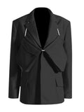 Fashion Women's Blazer Pearl Chain Large Pocket Decoration Slim Hidden Breasted Suit Jackets Summer 2023 New Tide