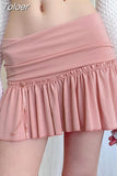 Kawaii Low-waisted Pleated Mini Skirt Pink A-line Coquette Aesthetic Short Skirts Solid All-match Korean Japanese