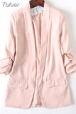 MODA 2023 Summer Women Chic Twill Thin Blazer Gathered Pockets Vintage Office Wear Coat Chic Outerwear Tops 11