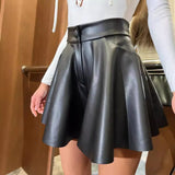 Toloer Women's 2024 New High-Waist Pu Leather Pants Skirt Show Thin Hot Girl Fashion Short Skirt Leather Pants Hot Pants-Outfit