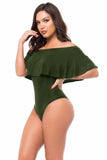 Sexy Off-the-shoulder Short Sleeves Solid Ruffles