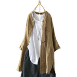 Womens Shirts 2022 ZANZEA Vintage Cotton Tunic Casual Long Sleeve Shirt Button Cardigans Female Soid Patchwork Tops Plus