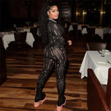 Sisterlinda Sexy Hole Trend Fitness Tracksuit Women Two Piece Set Skinny Stretch Top+Leggings Female Activewear Matching