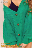 Vintage Autumn Winter Women Knitted Ribbed Cardigans Women Casual Loose Fashion Cardigan Sweaters Coats Femme