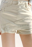 Fashion Women's Denim Shorts Patchwork Irregular High Waist Distressed Fake 2 Pcs Cotton Shorts Spring 2023 New