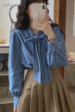Shirt Top Female Blouses for Women Camisas De Mujer Bandage Bow Vintage Casual Blouse Shirts Fashion Korean Y2k