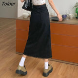 Skirts Women Midi Design Clothes Vintage Retro High Waist Dating Spring Autumn A-line Teens Holiday Female Chic
