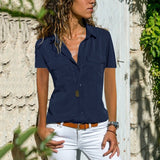 Summer Autumn New Ladies Shirt Collar Short-Sleeved Shirt Women's