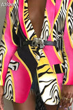 Sexy Print Colorblock Blazers For Women Notched Collar Long Sleeve Straight Jackets Female Autumn Clothing 2023