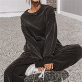 Tracksuit Women Sports And Leisure Sweater Suit Long Sleeve O-Neck Top And Long Sports Pants 2021 Autumn Two-Piece