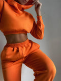 Winter Cropped Hoodie and Sweatpants Twp Piece