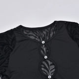 Sisterlinda Autumn Sexy See Through Bodycon Mini Dress Women Casual Street Short Sleeve Hollow Out Party Clubwaer Female