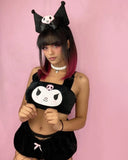 Lolita Rabbit Pajama Sets Underwear Japanese Style Dog Bunny Crop Top+Shorts Two Piece Set Women Kawaii Pajamas