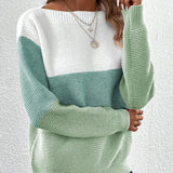 Women's Temperament Thread Under The Fork Knit Shirt Fashion Long-Sleeved Solid Color