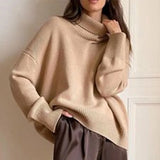 Women's Turtleneck Knitted Sweater Oversized Korean Ins Style Ladies Casual Loose Solid Base Sweater All-match Pullover