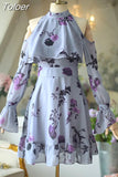 Philosophy 2023 Autumn Elegant Women Ruffles Yellow Dress Fashion Ladies Chiffon Dresses Party Girls Chic Floral