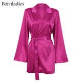 Women 3 Pieces Sets Long Sleeve Loose Belt Satin Blazer Coat High Waist Pants Legs Adjustable Pants Female Sexy