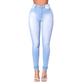 Women's Winter Jeans Stretch Slim Lift Buttocks Pencil Jeans Female Blue Skinny Elastic High Waist Jeans for Women with Big