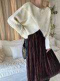Green Cross Big Size Knitting Sweater Loose Fit Round Neck Long Sleeve Women Pullovers New Fashion Tide Autumn Winter