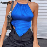 Sexy Backless Tube Cropped Tank Tops Women Stain Femme Lace Up Short Wrap Crop Tops Vest Summer Korean