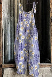 Summer Slub Linen Vintage Print Wide