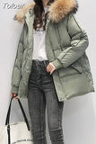 Fur Collar Down Jacket Women Winter 2023 Korean Fashion Warm Thicken Loose Padded Cotton Coat Female Loose Puffer