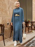 Dress New Season Autumn Winter 2 Piece Hijab Knitwear Suit Islamic Muslim Clothing Long Cardigan Model Made in