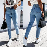 High Waist Jeans Women Straight Jean Pant y2k Streetwear Cargo Trousers Female Denim Buttons Zipper Ladies Mom